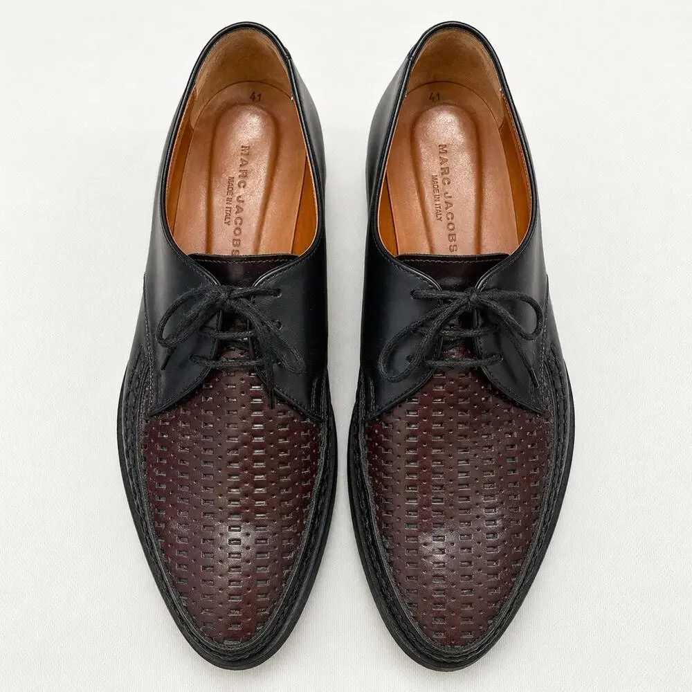 Marc Jacobs Made In Italy Woven Leather Derby Shoes Mens EU 41 US 8 Oxford EUC